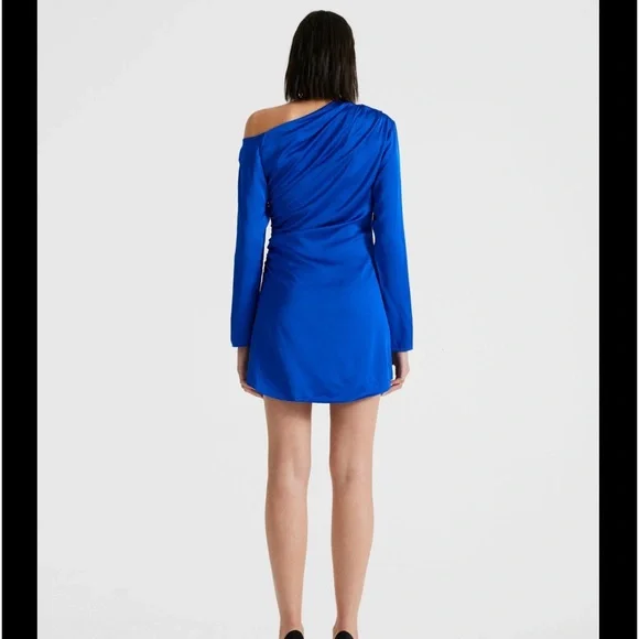 NWT ALC Jamie Asymmetrical Dress In Cyan Blue Sz 2 - Picture 2 of 6